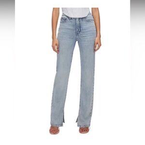 Good American Good Boy Split Hem High Waist Straight Leg Jeans